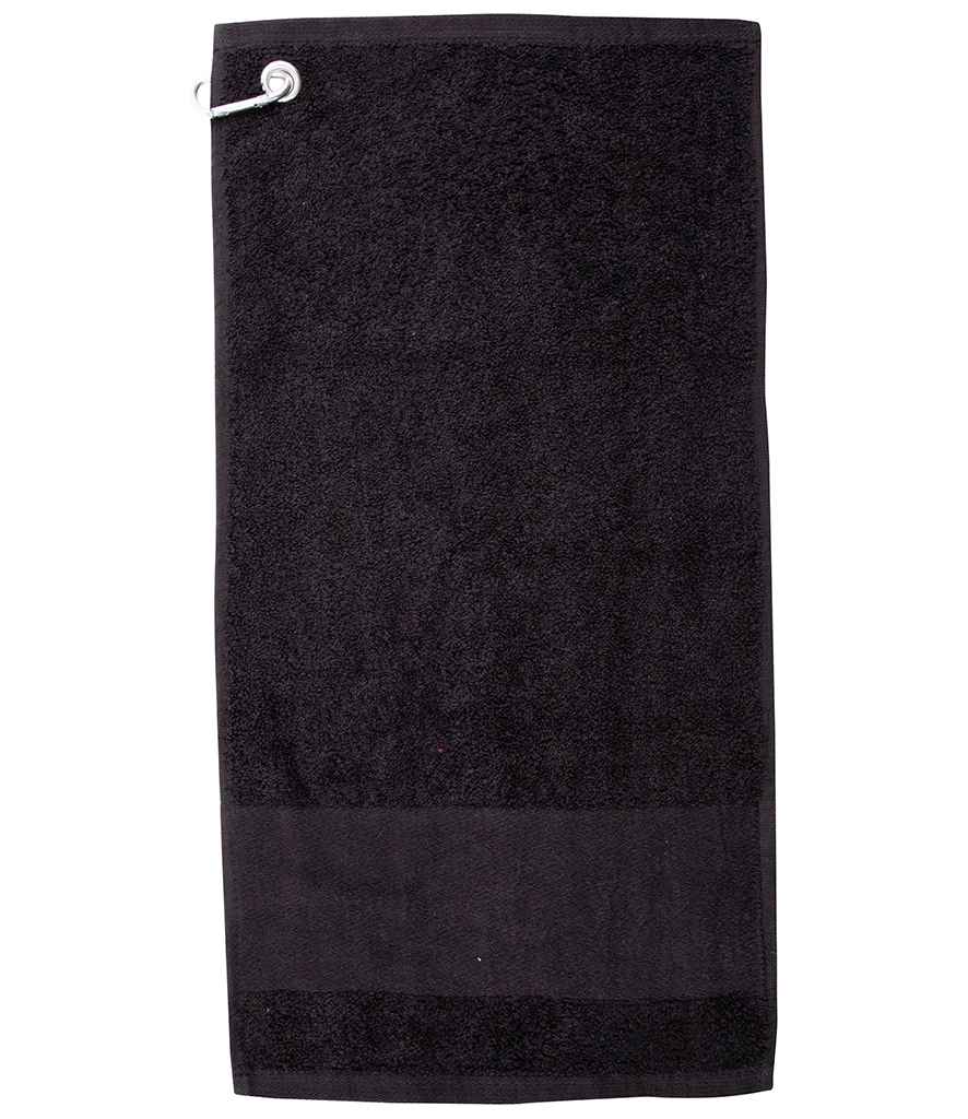 Towel City Printable Border Golf Towel in ONE Black by Towel City — Custom branded clothing by Print Press, featuring premium embroidery produced in our specialist print lab in the UK.