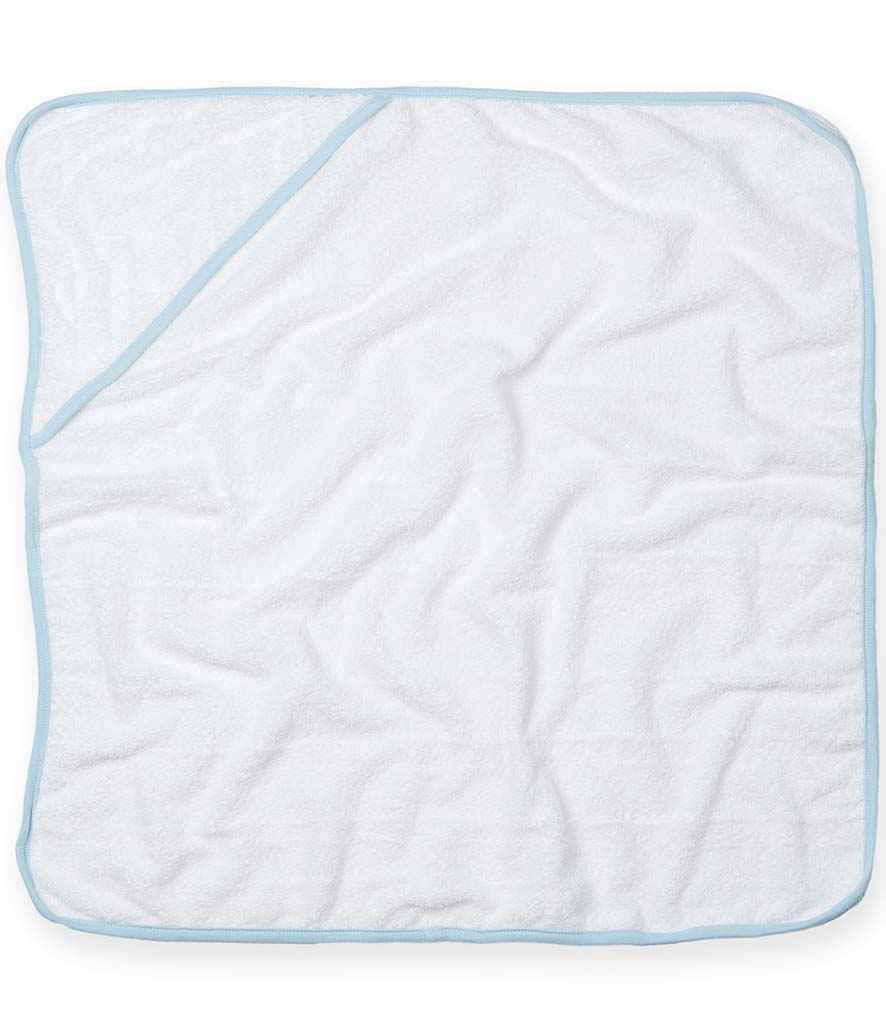 Towel City Babies Hooded Towel in ONE White Blue by Towel City — Custom branded clothing by Print Press, featuring premium embroidery produced in our specialist print lab in the UK.