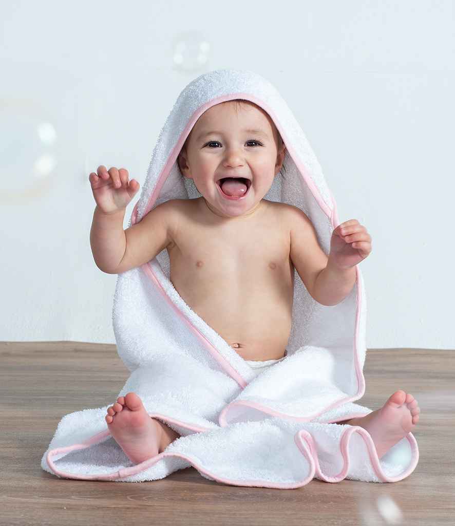 Towel City Babies Hooded Towel in ONE White Pink by Towel City — Custom branded clothing by Print Press, featuring premium embroidery produced in our specialist print lab in the UK.