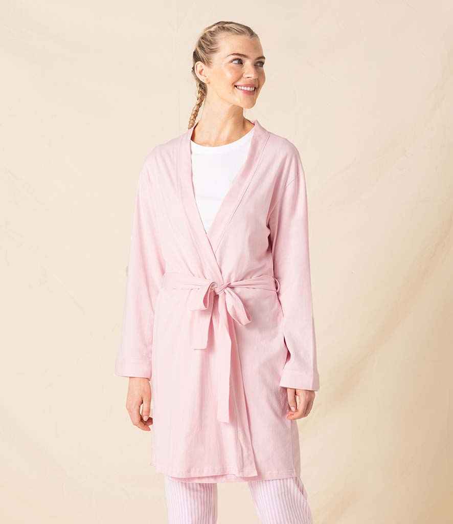 Towel City Ladies Cotton Wrap Robe in Light Pink by Towel City — Custom branded clothing by Print Press, featuring premium embroidery produced in our specialist print lab in the UK.