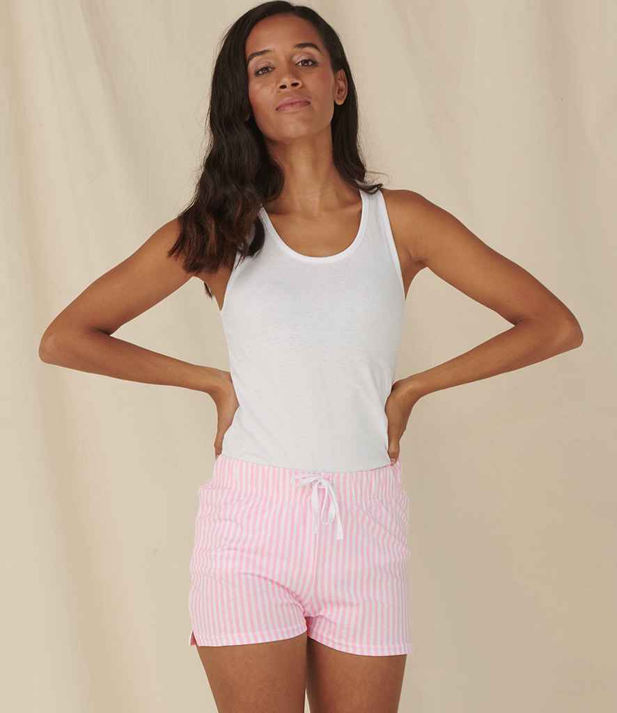 Towel City Short PJ's in a Bag in White Pink by Towel City — Custom branded clothing by Print Press, featuring premium embroidery produced in our specialist print lab in the UK.