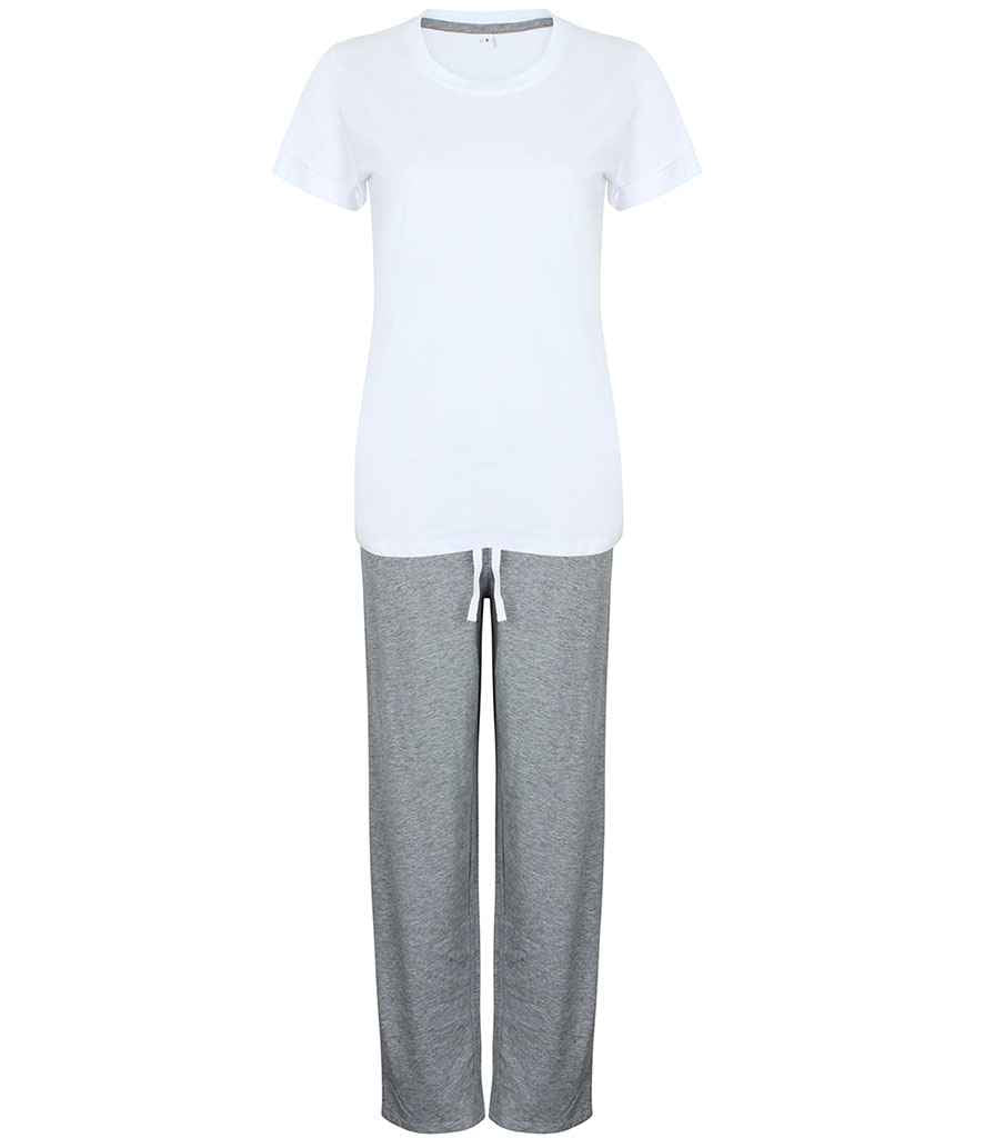 Towel City Long PJ's in a Bag in White Heather Grey by Towel City — Custom branded clothing by Print Press, featuring premium embroidery produced in our specialist print lab in the UK.