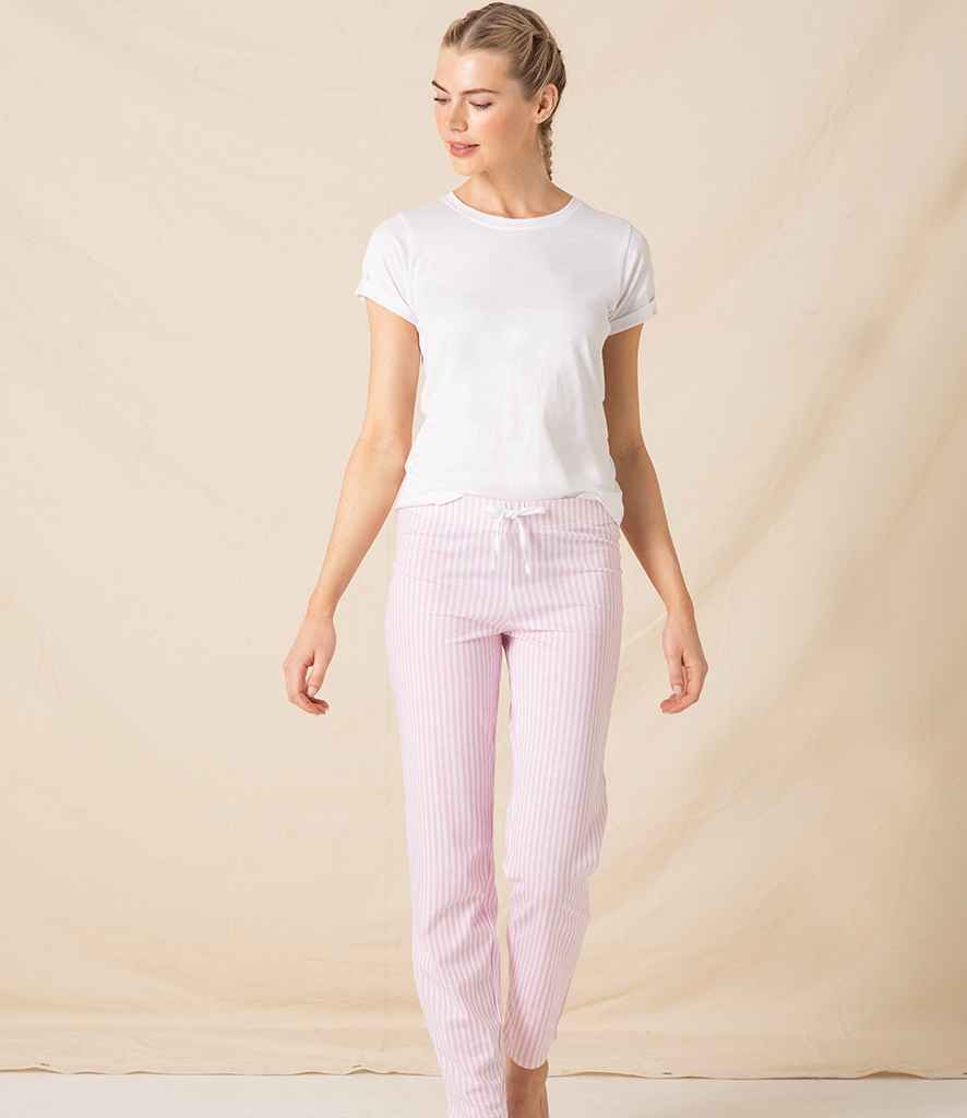 Towel City Long PJ's in a Bag in White Pink by Towel City — Custom branded clothing by Print Press, featuring premium embroidery produced in our specialist print lab in the UK.