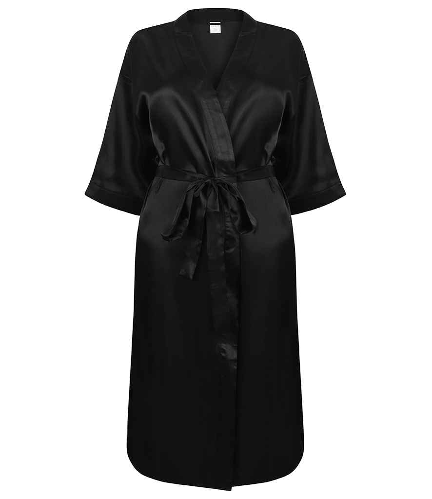 Towel City Ladies Satin Robe in Black by Towel City — Custom branded clothing by Print Press, featuring premium embroidery produced in our specialist print lab in the UK.