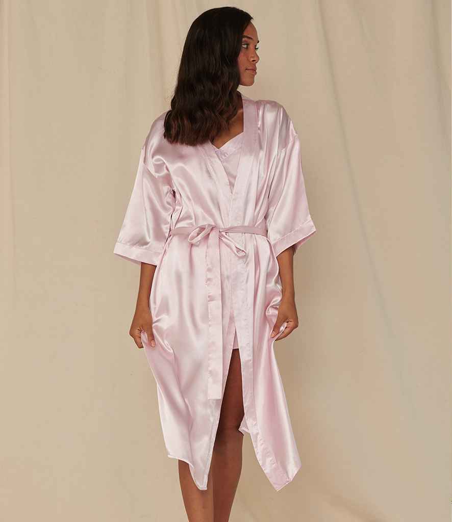 Towel City Ladies Satin Robe in Light Pink by Towel City — Custom branded clothing by Print Press, featuring premium embroidery produced in our specialist print lab in the UK.