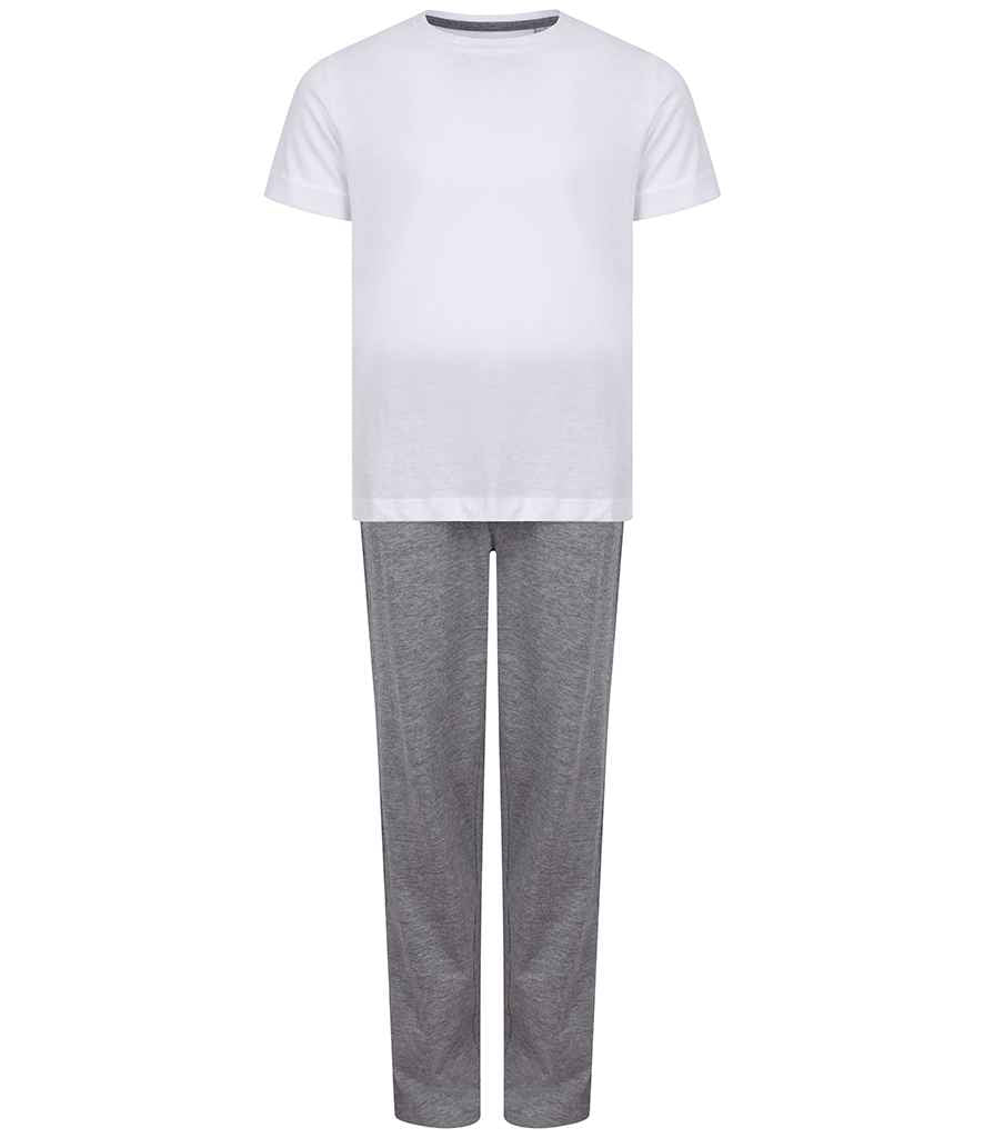 Towel City Kids Long PJ's in White Heather Grey by Towel City — Custom branded clothing by Print Press, featuring premium embroidery produced in our specialist print lab in the UK.