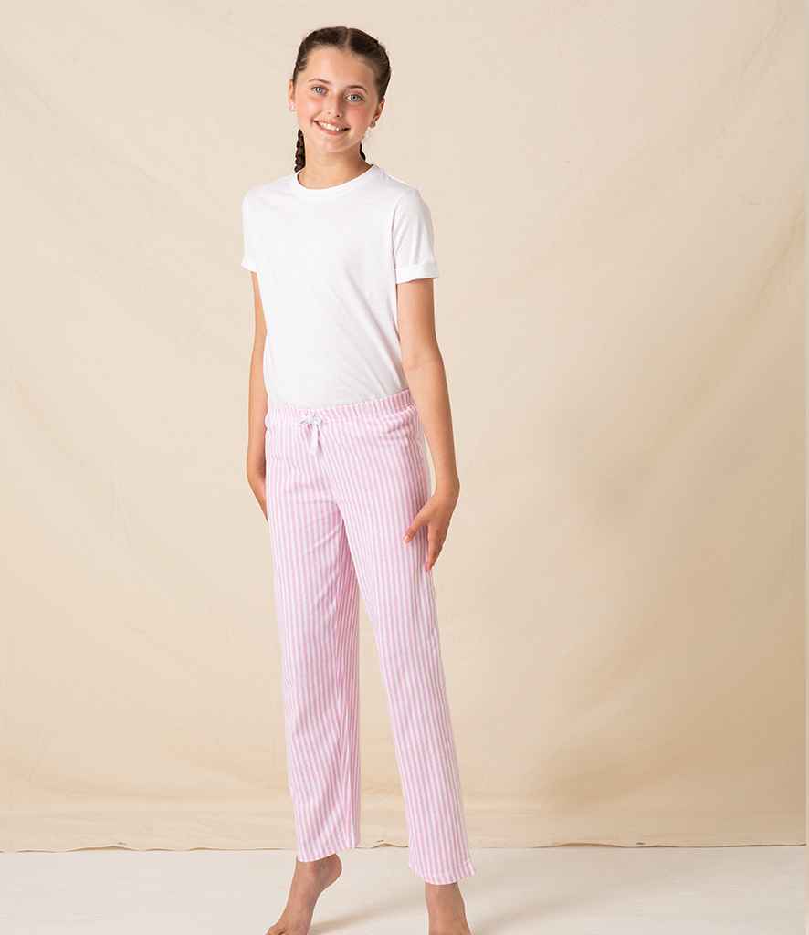 Towel City Kids Long PJ's in White Pink by Towel City — Custom branded clothing by Print Press, featuring premium embroidery produced in our specialist print lab in the UK.