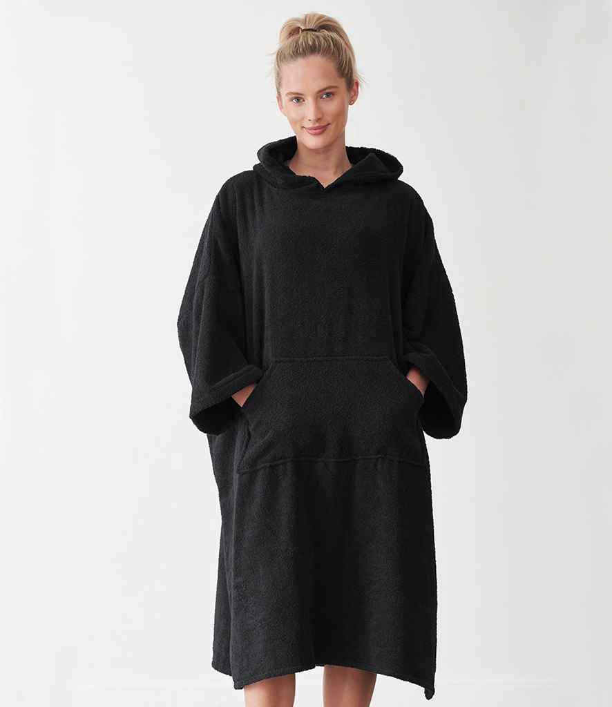 Towel City Adult Poncho in ONE Black by Towel City — Custom branded clothing by Print Press, featuring premium embroidery produced in our specialist print lab in the UK.