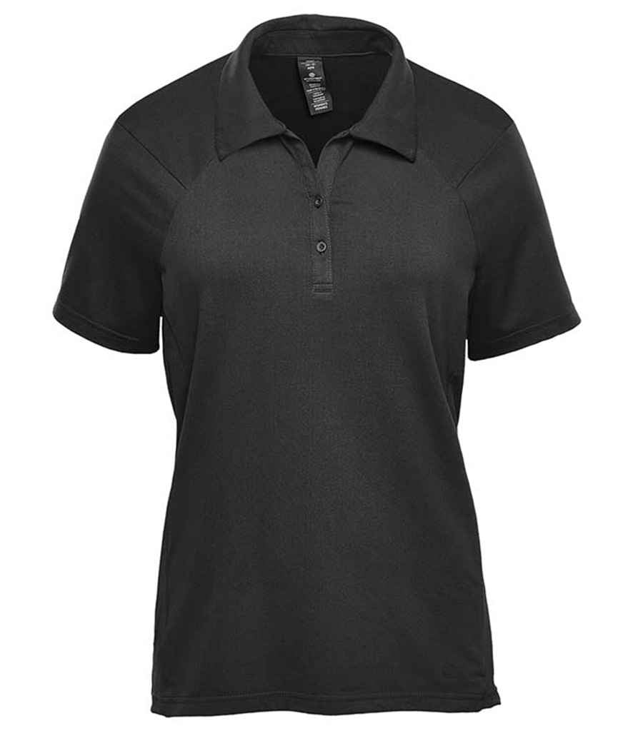 Stormtech Ladies Camino Performance Polo Shirt in Black by Stormtech — Custom branded clothing by Print Press, featuring premium embroidery produced in our specialist print lab in the UK.