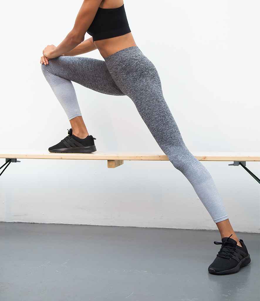 Tombo Ladies Seamless Fade Out Leggings in Dark Grey Light Grey Marl by Tombo — Custom branded clothing by Print Press, featuring premium embroidery produced in our specialist print lab in the UK.