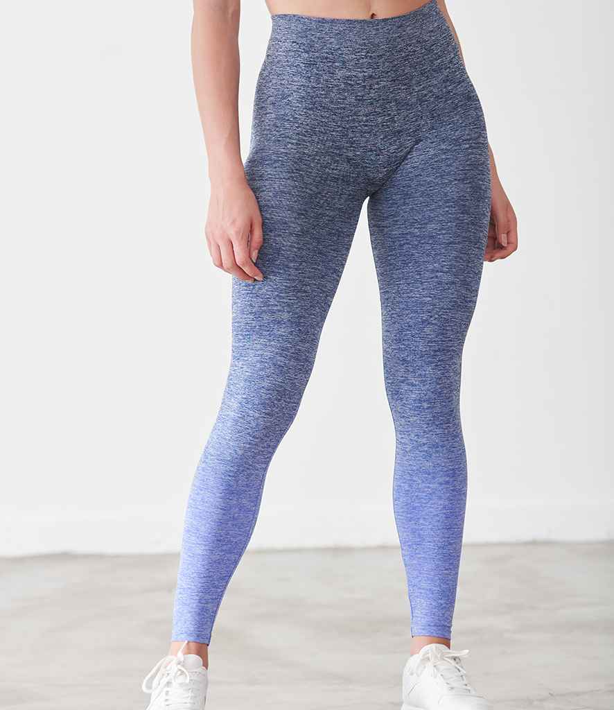 Tombo Ladies Seamless Fade Out Leggings in Navy Blue Marl by Tombo — Custom branded clothing by Print Press, featuring premium embroidery produced in our specialist print lab in the UK.