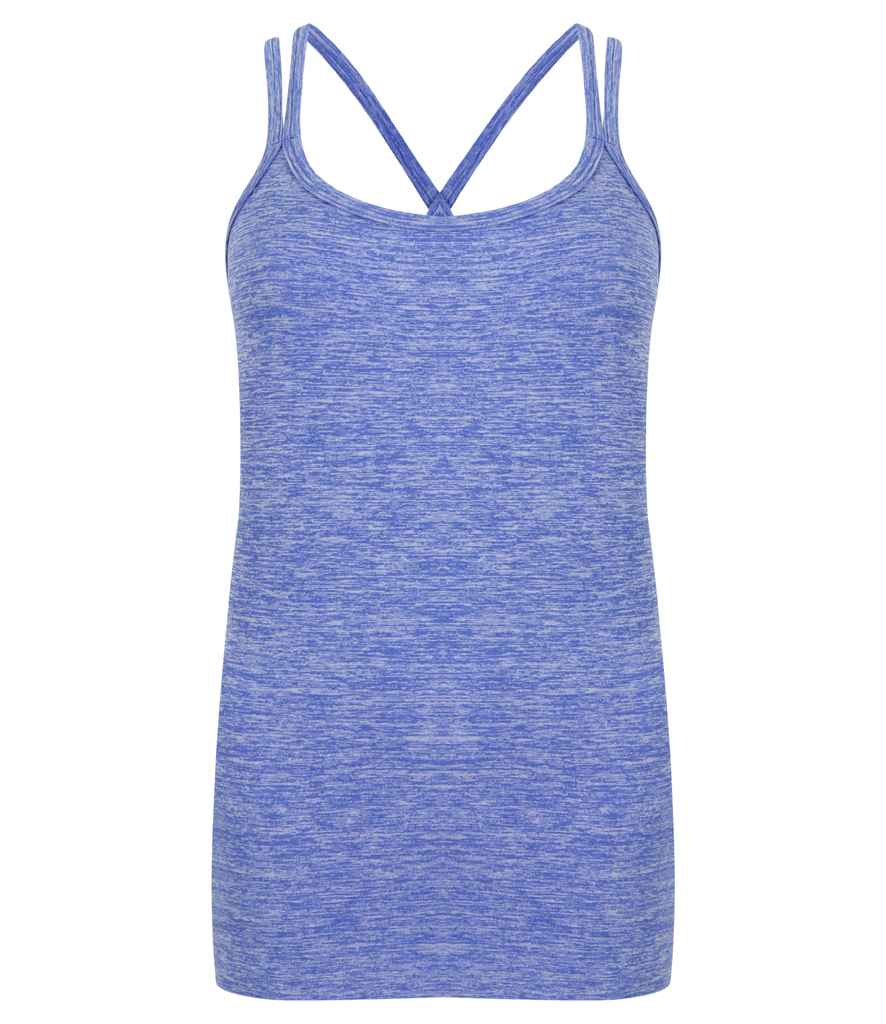 Tombo Ladies Seamless Strappy Vest in Blue Marl by Tombo — Custom branded clothing by Print Press, featuring premium embroidery produced in our specialist print lab in the UK.