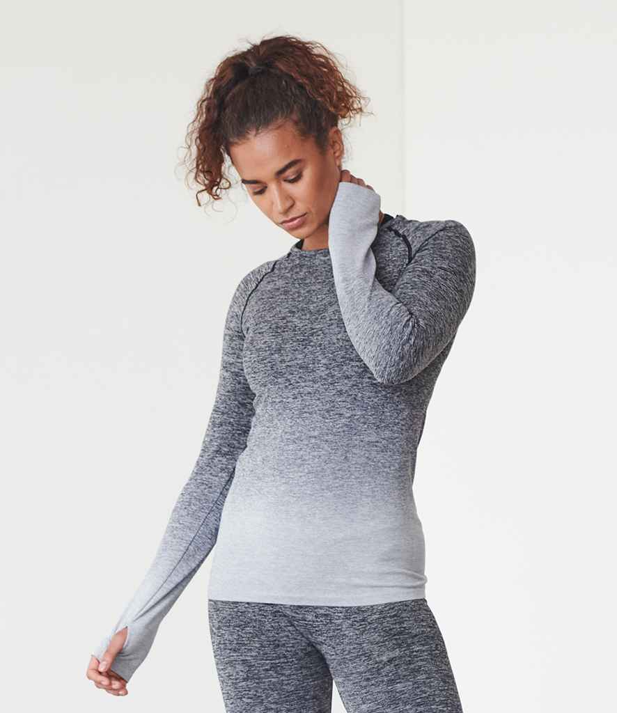 Tombo Ladies Seamless Fade Out Long Sleeve Top in Dark Grey Light Grey Marl by Tombo — Custom branded clothing by Print Press, featuring premium embroidery produced in our specialist print lab in the UK.