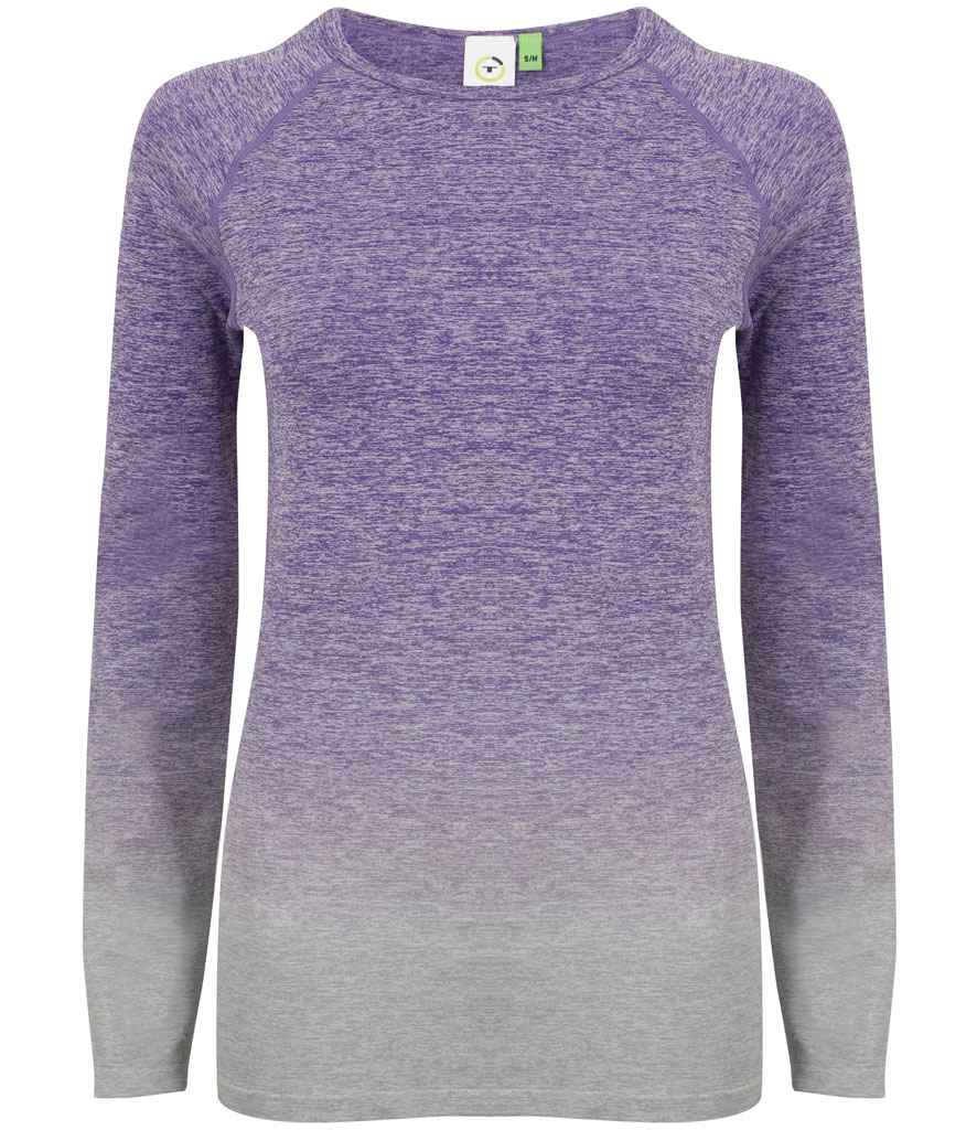 Tombo Ladies Seamless Fade Out Long Sleeve Top in Purple Light Grey Marl by Tombo — Custom branded clothing by Print Press, featuring premium embroidery produced in our specialist print lab in the UK.