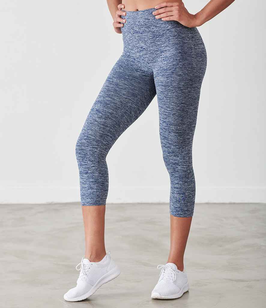 Tombo Ladies Seamless Cropped Leggings in Navy Marl by Tombo — Custom branded clothing by Print Press, featuring premium embroidery produced in our specialist print lab in the UK.