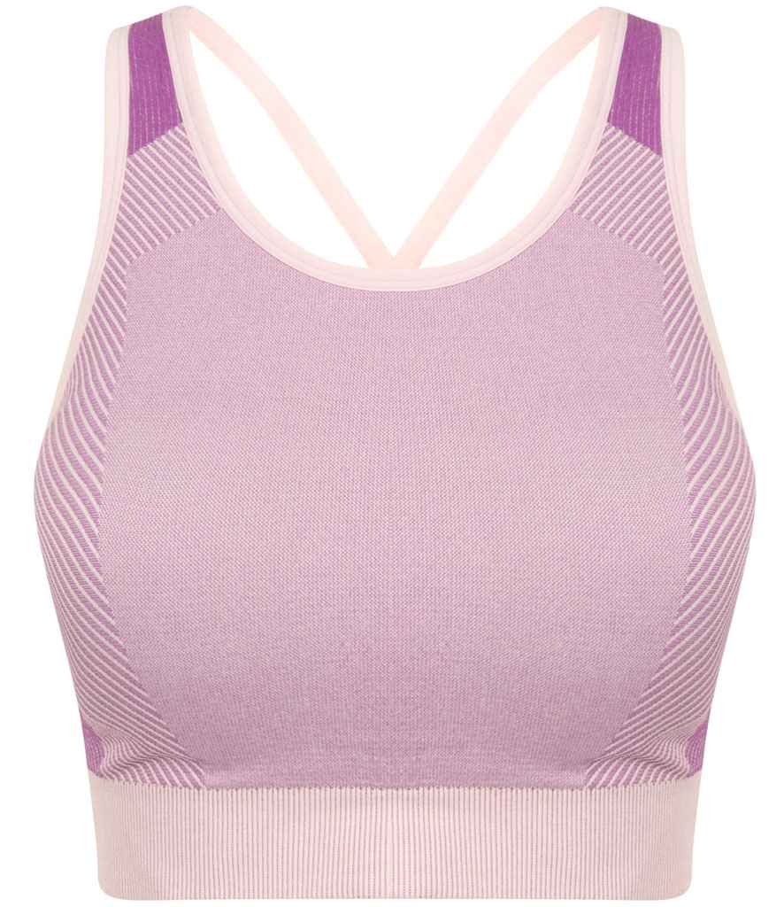 Tombo Ladies Seamless Panelled Crop Top in Light Pink Purple by Tombo — Custom branded clothing by Print Press, featuring premium embroidery produced in our specialist print lab in the UK.