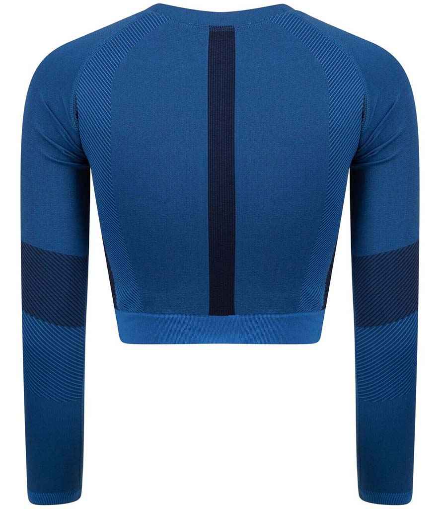 Tombo Ladies Seamless Panelled Long Sleeve Crop Top in by Tombo — Custom branded clothing by Print Press, featuring premium embroidery produced in our specialist print lab in the UK.