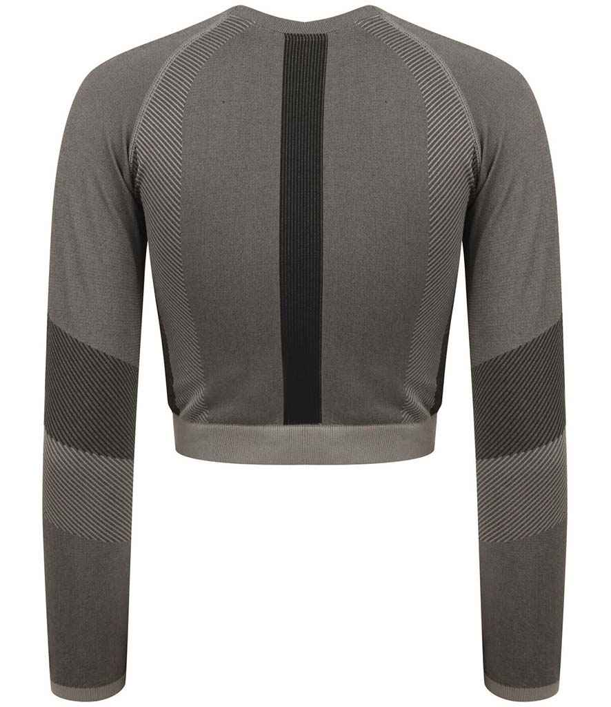 Tombo Ladies Seamless Panelled Long Sleeve Crop Top in by Tombo — Custom branded clothing by Print Press, featuring premium embroidery produced in our specialist print lab in the UK.