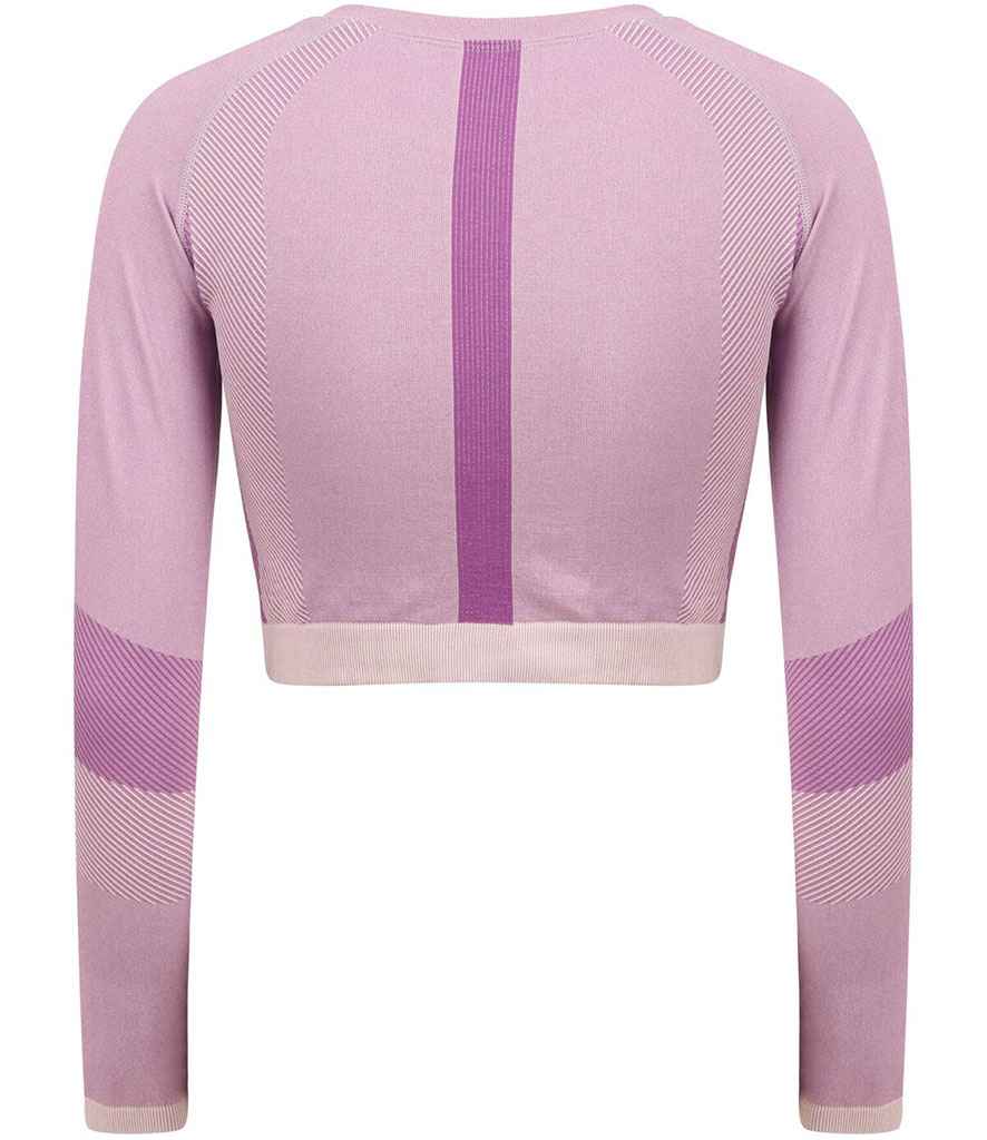 Tombo Ladies Seamless Panelled Long Sleeve Crop Top in by Tombo — Custom branded clothing by Print Press, featuring premium embroidery produced in our specialist print lab in the UK.