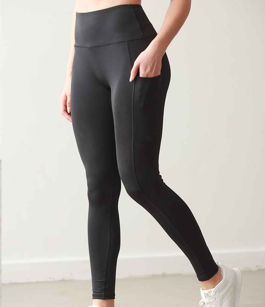 Tombo Ladies Core Pocket Leggings in Black by Tombo — Custom branded clothing by Print Press, featuring premium embroidery produced in our specialist print lab in the UK.