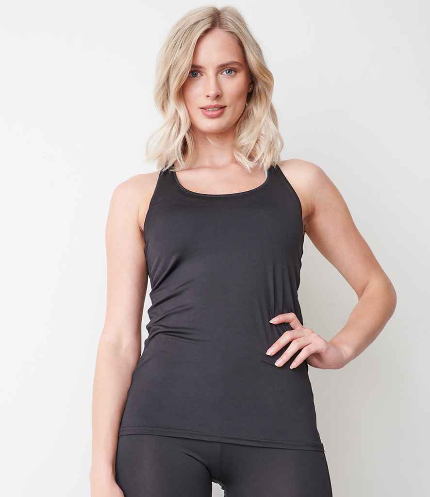 Tombo Ladies Racer Back Vest in Black by Tombo — Custom branded clothing by Print Press, featuring premium embroidery produced in our specialist print lab in the UK.