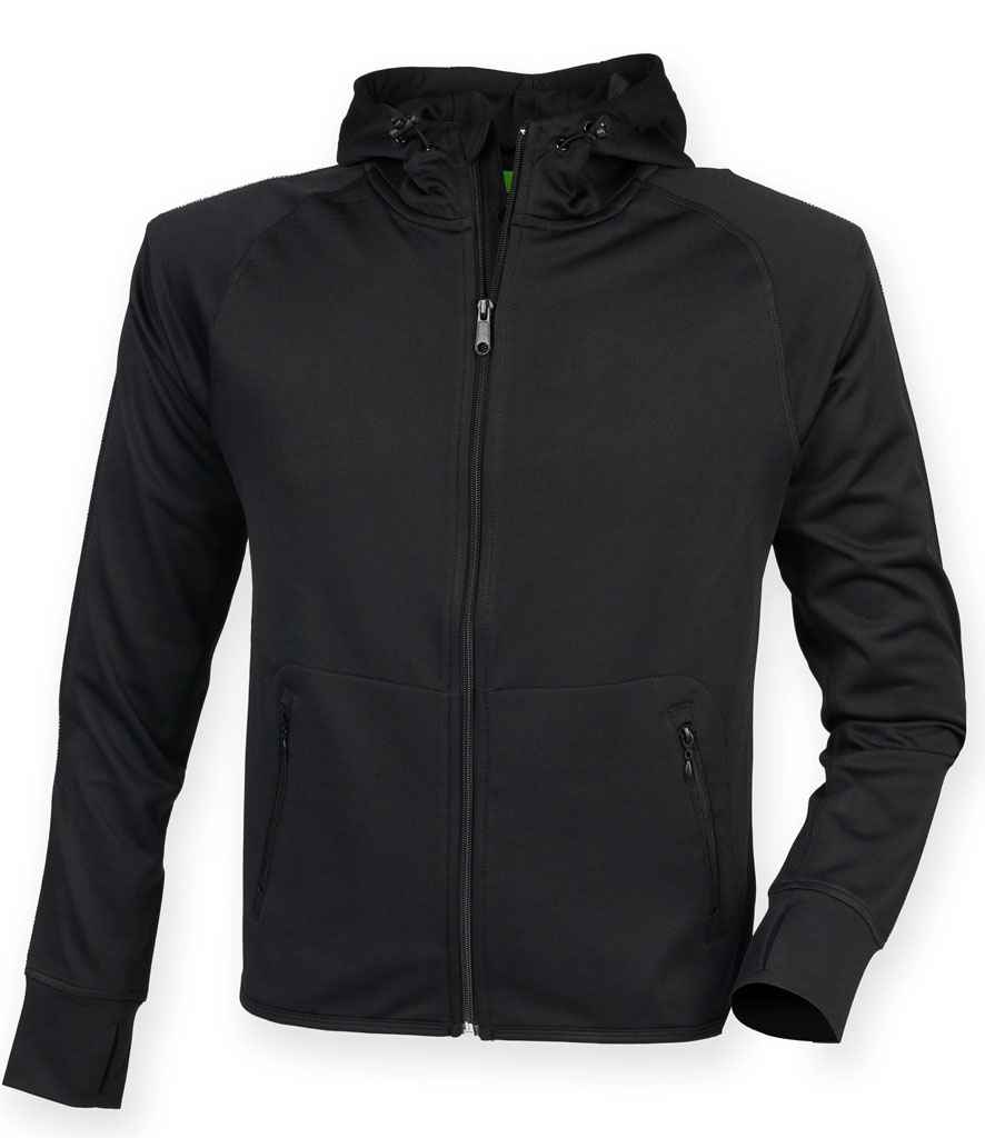 Tombo Ladies Lightweight Running Hoodie in Black by Tombo — Custom branded clothing by Print Press, featuring premium embroidery produced in our specialist print lab in the UK.