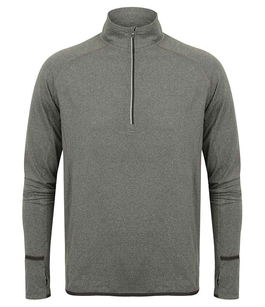 Tombo Long Sleeve Zip Neck Performance Top in Grey Marl by Tombo — Custom branded clothing by Print Press, featuring premium embroidery produced in our specialist print lab in the UK.