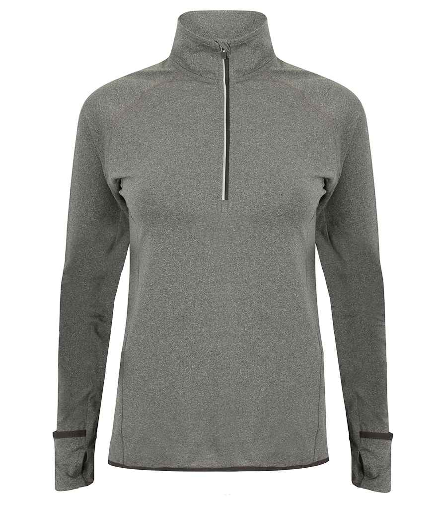 Tombo Ladies Long Sleeve Zip Neck Performance Top in Grey Marl by Tombo — Custom branded clothing by Print Press, featuring premium embroidery produced in our specialist print lab in the UK.