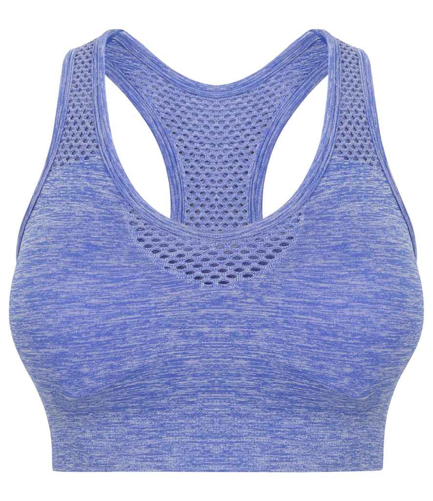 Tombo Ladies Seamless Crop Top in Blue Marl by Tombo — Custom branded clothing by Print Press, featuring premium embroidery produced in our specialist print lab in the UK.