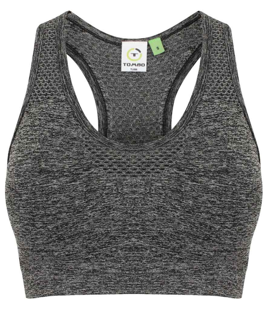 Tombo Ladies Seamless Crop Top in Dark Grey Marl by Tombo — Custom branded clothing by Print Press, featuring premium embroidery produced in our specialist print lab in the UK.
