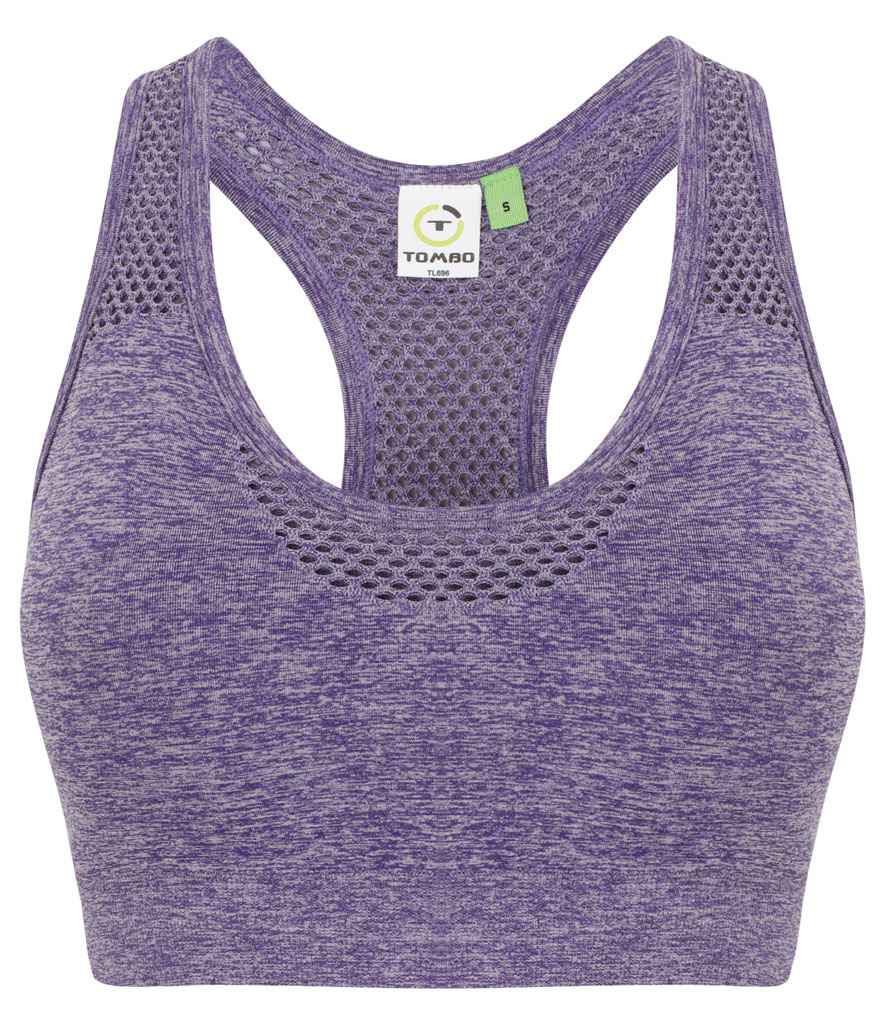 Tombo Ladies Seamless Crop Top in Navy Marl by Tombo — Custom branded clothing by Print Press, featuring premium embroidery produced in our specialist print lab in the UK.