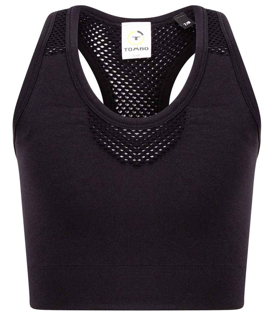 Tombo Kids Seamless Crop Top in Black by Tombo — Custom branded clothing by Print Press, featuring premium embroidery produced in our specialist print lab in the UK.