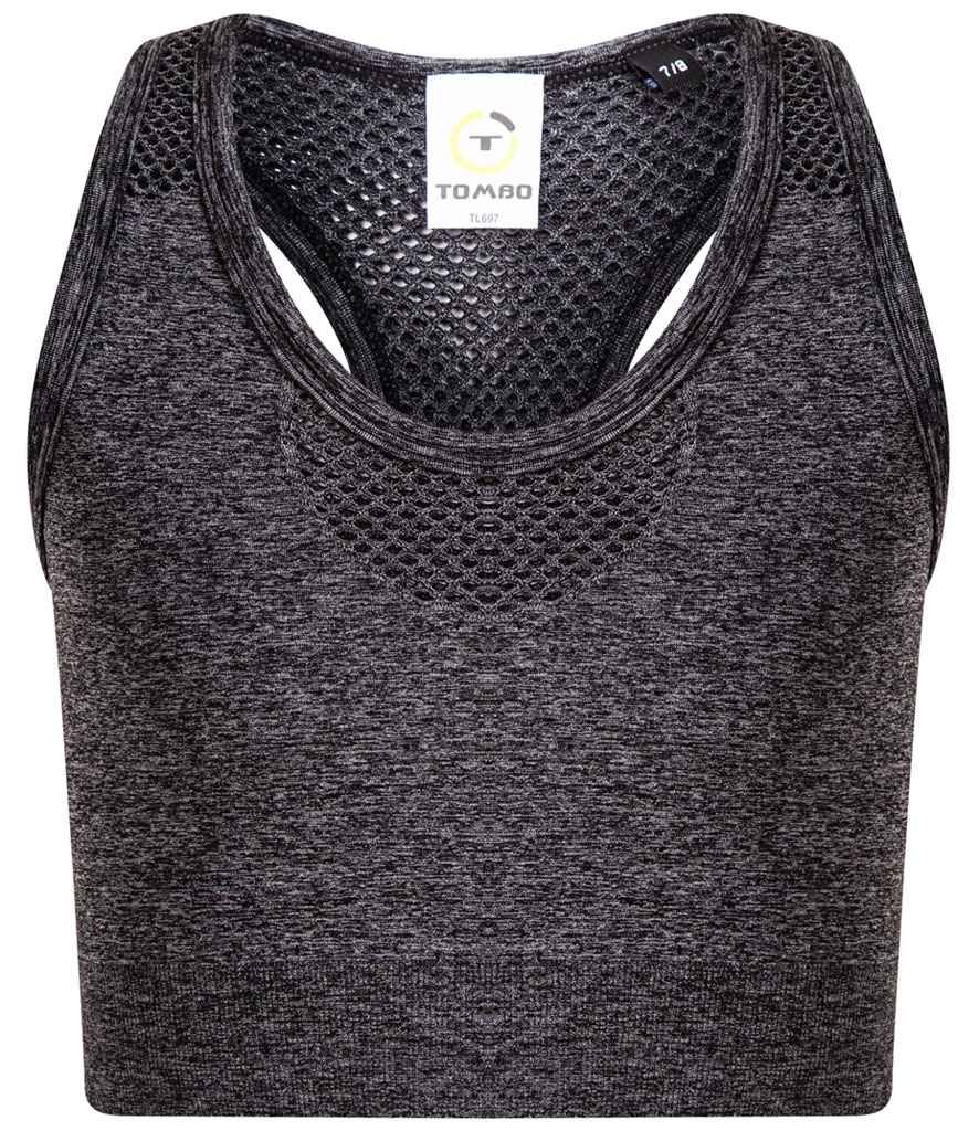 Tombo Kids Seamless Crop Top in Grey Marl by Tombo — Custom branded clothing by Print Press, featuring premium embroidery produced in our specialist print lab in the UK.