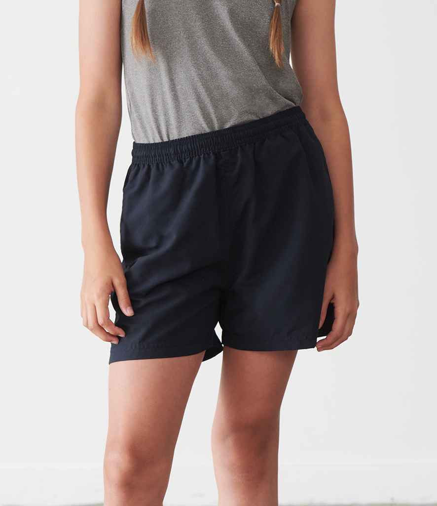 Tombo Kids Active Track Shorts in Black by Tombo — Custom branded clothing by Print Press, featuring premium embroidery produced in our specialist print lab in the UK.