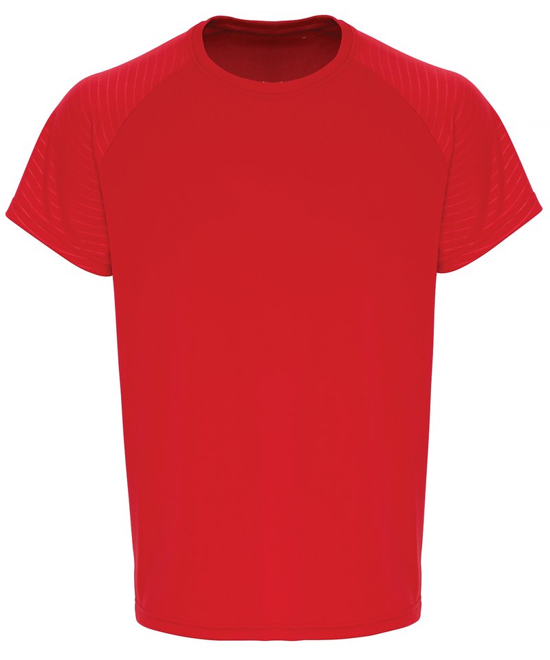 Tridri Embossed Sleeve T-Shirt in Fire Red by TriDri — Custom branded clothing by Print Press, featuring premium embroidery produced in our specialist print lab in the UK.