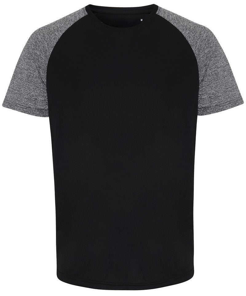 Tridri Contrast Sleeve Performance T-Shirt in Black Black Melange by TriDri — Custom branded clothing by Print Press, featuring premium embroidery produced in our specialist print lab in the UK.