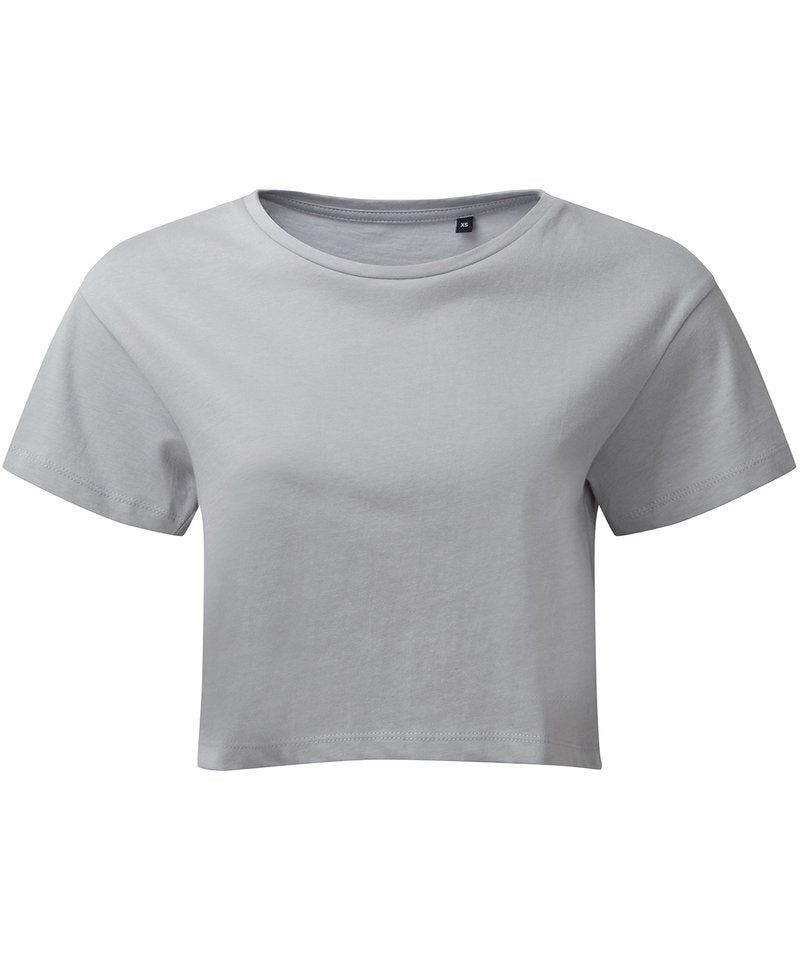 Women's Tridri Crop Top in Cool Grey by TriDri — Custom branded clothing by Print Press, featuring premium embroidery produced in our specialist print lab in the UK.