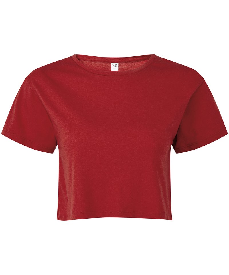 Women's Tridri Crop Top in Fire Red by TriDri — Custom branded clothing by Print Press, featuring premium embroidery produced in our specialist print lab in the UK.