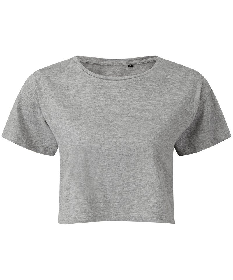 Women's Tridri Crop Top in Heather Grey by TriDri — Custom branded clothing by Print Press, featuring premium embroidery produced in our specialist print lab in the UK.