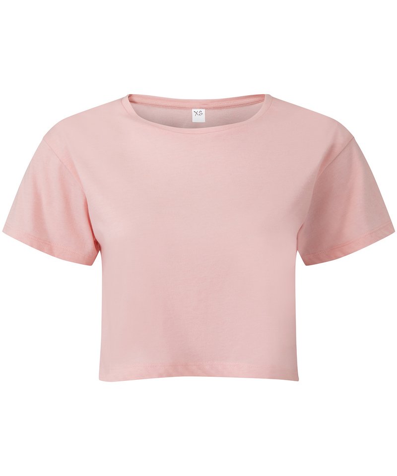 Women's Tridri Crop Top in Light Pink by TriDri — Custom branded clothing by Print Press, featuring premium embroidery produced in our specialist print lab in the UK.