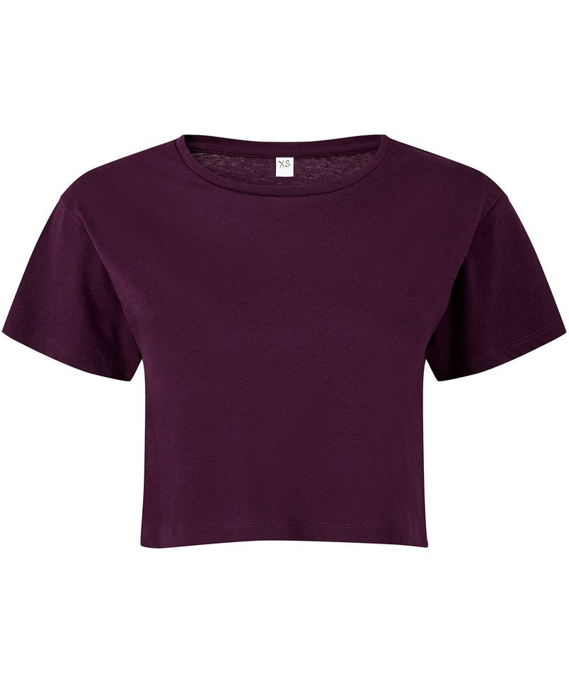 Women's Tridri Crop Top in Mulberry by TriDri — Custom branded clothing by Print Press, featuring premium embroidery produced in our specialist print lab in the UK.