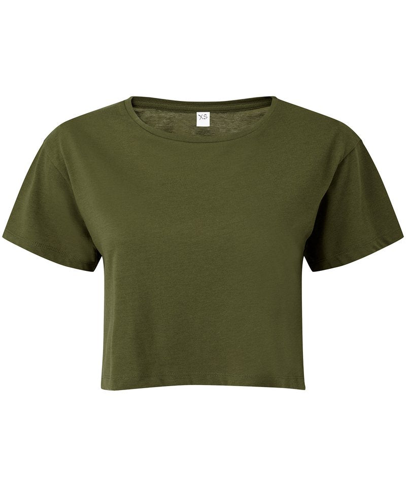 Women's Tridri Crop Top in Olive by TriDri — Custom branded clothing by Print Press, featuring premium embroidery produced in our specialist print lab in the UK.