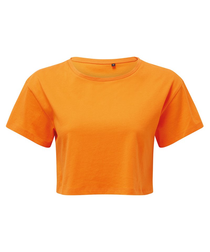 Women's Tridri Crop Top in Orange by TriDri — Custom branded clothing by Print Press, featuring premium embroidery produced in our specialist print lab in the UK.