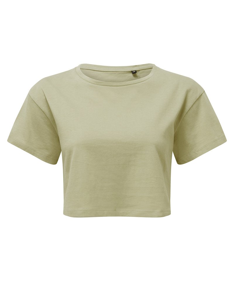 Women's Tridri Crop Top in Sage Green by TriDri — Custom branded clothing by Print Press, featuring premium embroidery produced in our specialist print lab in the UK.
