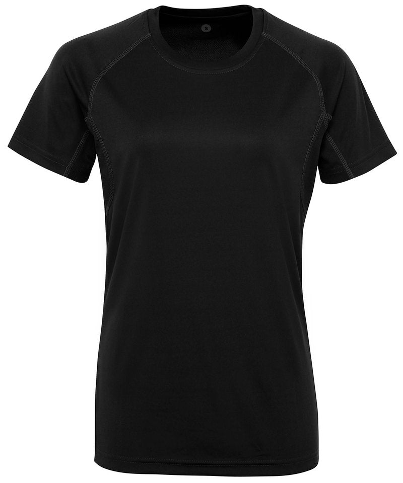 Women's Tridri Panelled Tech Tee in Black by TriDri — Custom branded clothing by Print Press, featuring premium embroidery produced in our specialist print lab in the UK.