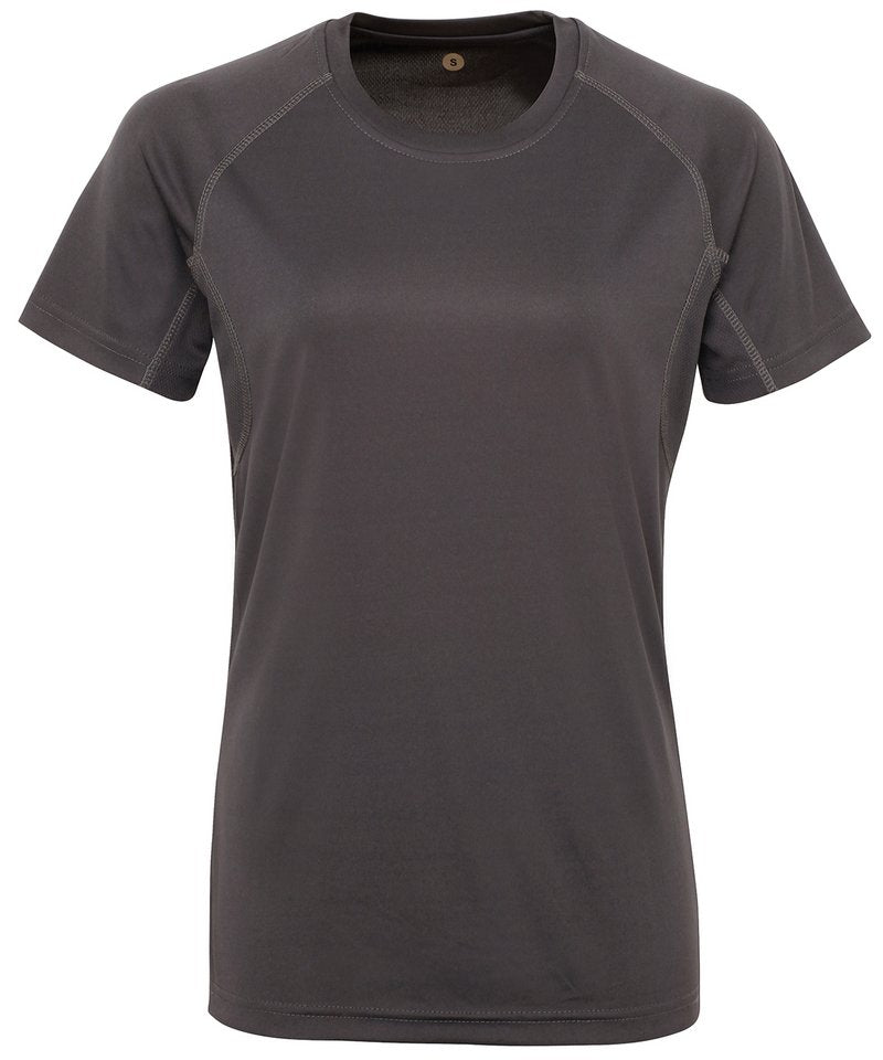 Women's Tridri Panelled Tech Tee in Charcoal by TriDri — Custom branded clothing by Print Press, featuring premium embroidery produced in our specialist print lab in the UK.