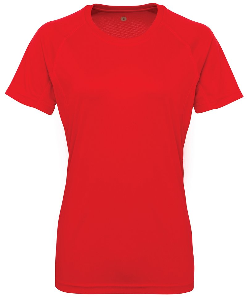 Women's Tridri Panelled Tech Tee in Fire Red by TriDri — Custom branded clothing by Print Press, featuring premium embroidery produced in our specialist print lab in the UK.