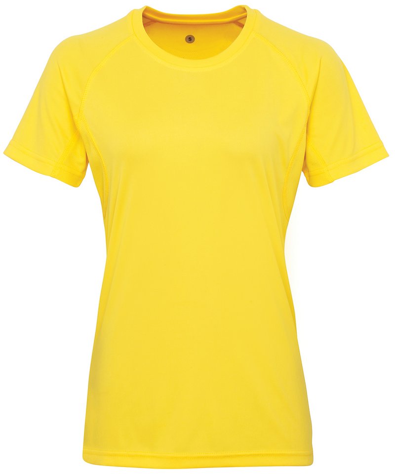 Women's Tridri Panelled Tech Tee in Sun Yellow by TriDri — Custom branded clothing by Print Press, featuring premium embroidery produced in our specialist print lab in the UK.