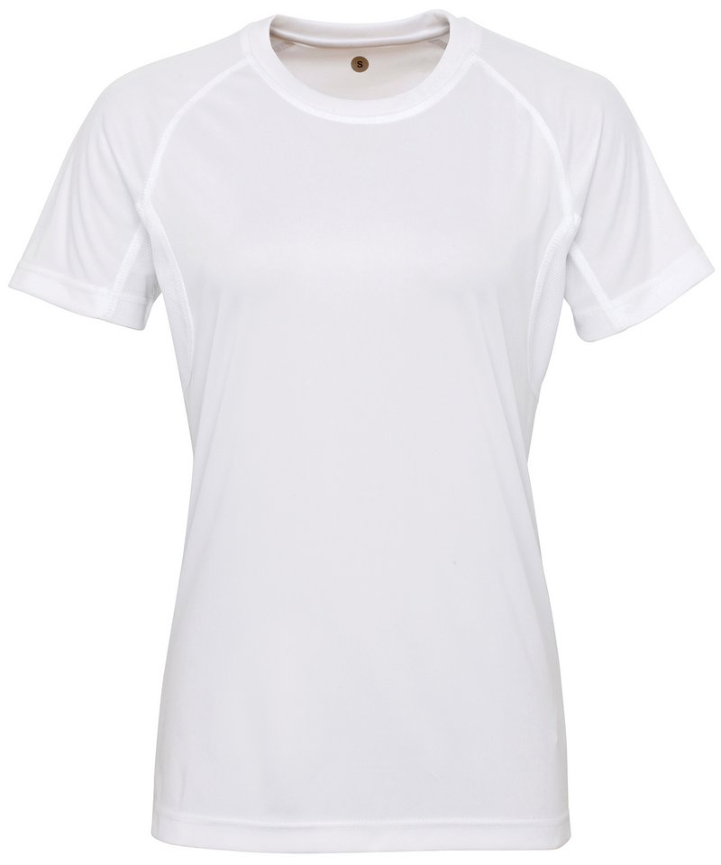 Women's Tridri Panelled Tech Tee in White by TriDri — Custom branded clothing by Print Press, featuring premium embroidery produced in our specialist print lab in the UK.