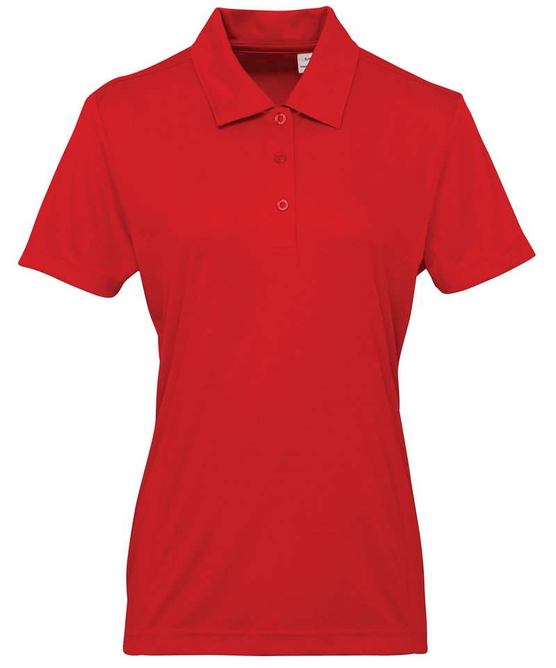 Women's Tridri Panelled Polo in Fire Red by TriDri — Custom branded clothing by Print Press, featuring premium embroidery produced in our specialist print lab in the UK.
